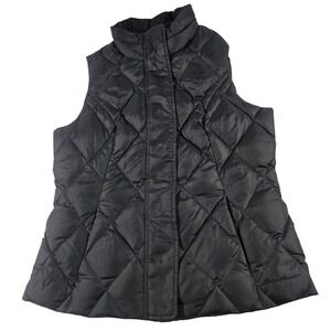 Eddie Bauer Womens Black Goose Down Puffer Vest Diamond Quilted Size M 11337